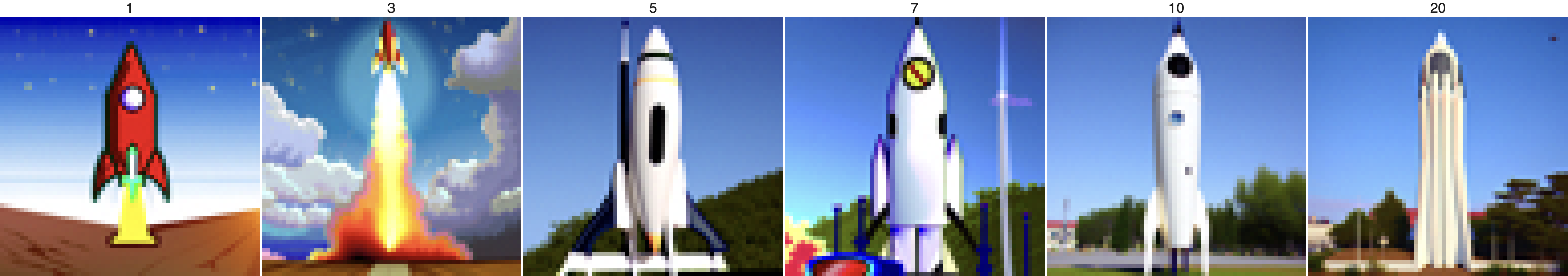 Edits of the test image, using the given prompt at noise levels [1, 3, 5, 7, 10, 20]