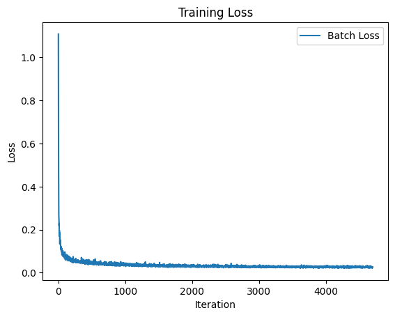 Training loss for the batch loss