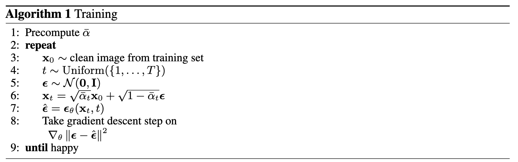 Training algorithm with time and class conditioning